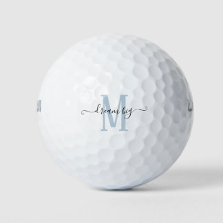 Balles De Golf Rêve Inspirationnel Grand Monogramme Bleu