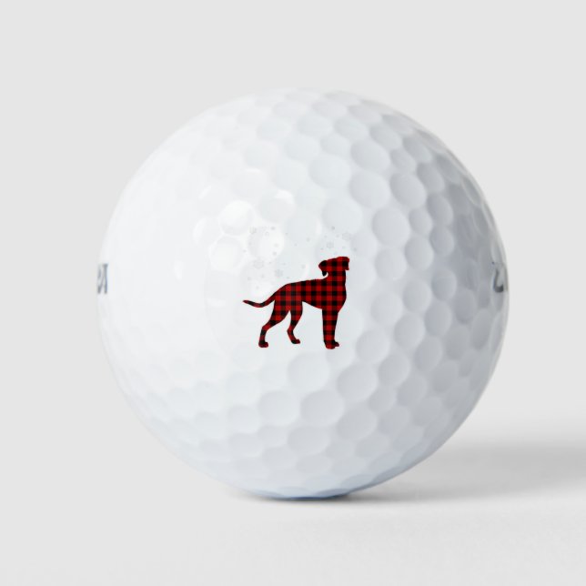 Balles De Golf Rhodesian Ridgeback Noël Chien Buffalo Plaid (Devant)