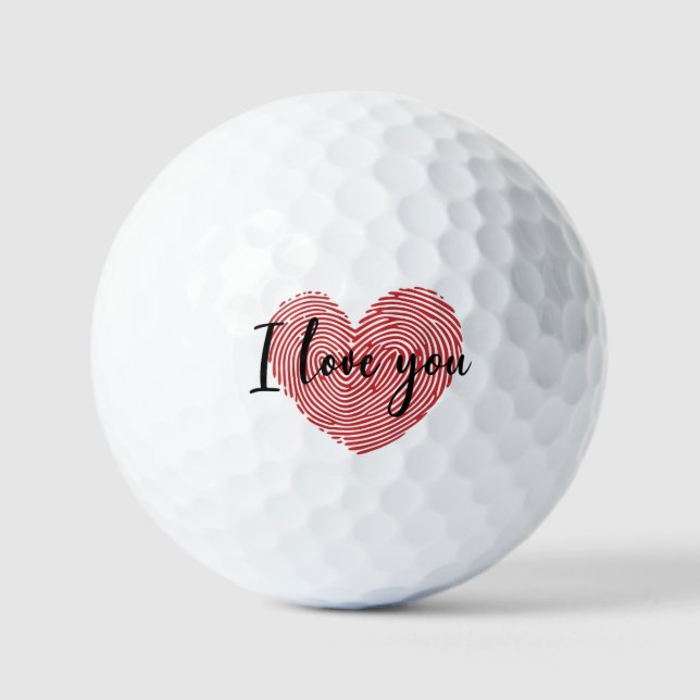 Balles De Golf Romantic Fingerprint Heart “I Love You” Sticker (Recto)
