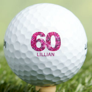 Balles De Golf Romantique 60e cadeau pour femme - nombre floral