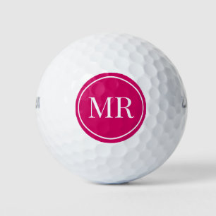 Balles de golf rose monogramme moderne