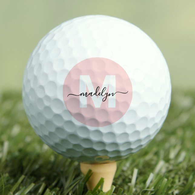 Balles De Golf Rose Pâle Monogramme Initial Nom (Blush Pink Monogram Initial Name Golf Balls)