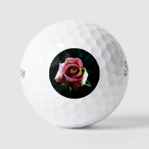 Balles De Golf Rose rouge peinte à l'huile
