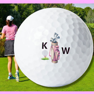 Balles De Golf Sac de golf rose charmant personnalisé avec monogr