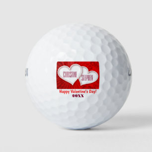 Balles De Golf Saint Valentin Joyeux Amour Coeurs rouges Couple