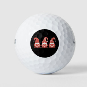 Balles De Golf Saint Valentin Trois mignons Gnomes qui tiennent l