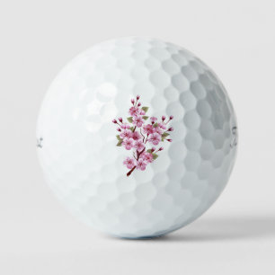 Balles De Golf Sakura rose sur fond de peinture