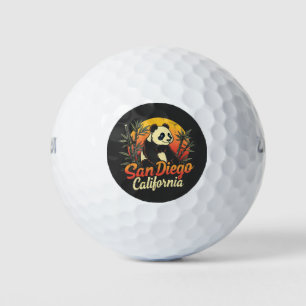 Balles De Golf San Diego California Retro Sunset Panda Vintage