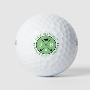 Balles De Golf Sauge golfeur de la reine du monogramme vert