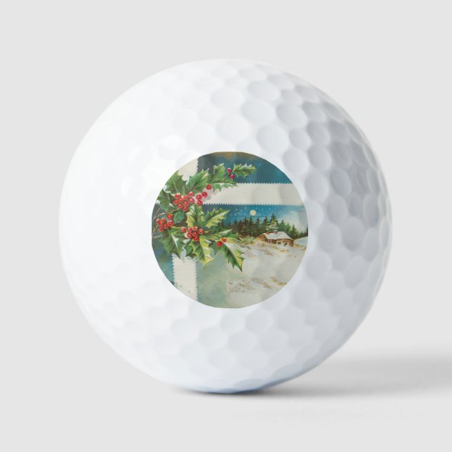 Balles De Golf Scène de Noël Hiver de neige blanche (Recto)