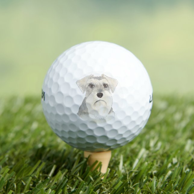 Balles De Golf Schnauzer blanc et gris (T-shirt Insitu)