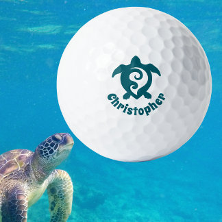 Balles De Golf Sea Turtle Tribal Maori Style Monogram Name