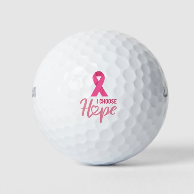 Balles De Golf Sensibilisation au cancer du sein avec le ruban ro (Devant)