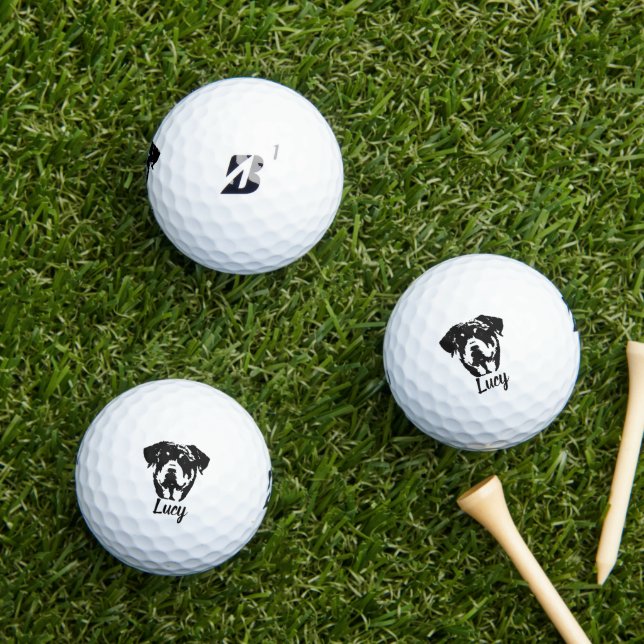 Balles De Golf Signature de nom personnalisé Rottweiler (Herbe in situ)