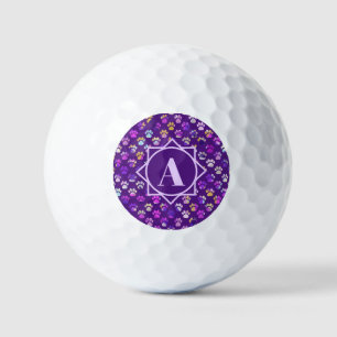 Balles De Golf Silhouette d'animal Purple Monogramme personnalisé