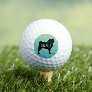 Balles De Golf Silhouette de carlin avec nom personnalisé