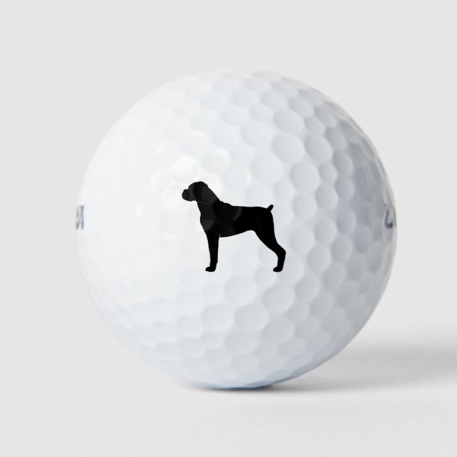 Balles De Golf Silhouette de chien Boxer - Oreilles naturelles (Devant)