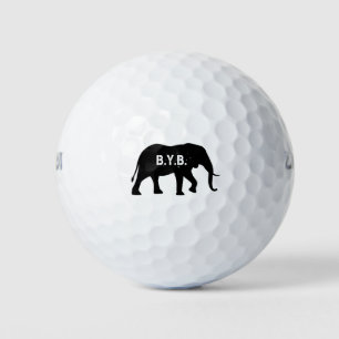 Balles De Golf Silhouette d'éléphant africain avec le texte fait