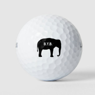 Balles De Golf Silhouette d'éléphant asiatique avec texte personn