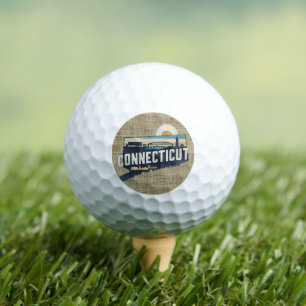Balles De Golf Silhouette Pittoresque rétro Connecticut
