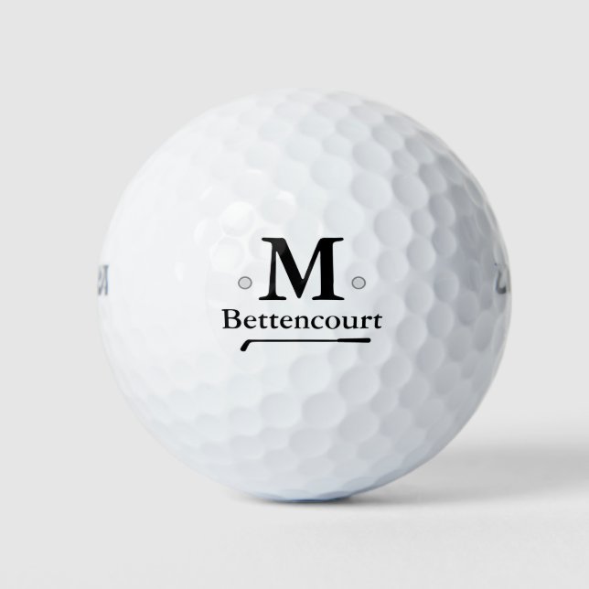 Balles De Golf Simple Elegant Black M (custom) Monogram (Devant)