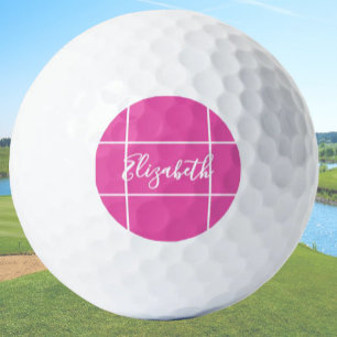 Balles De Golf Simple hot rose minimaliste nom personnalisé dames