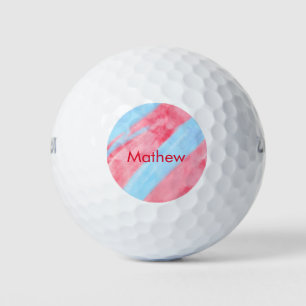 Balles De Golf simple initial letter mongram add your name red b