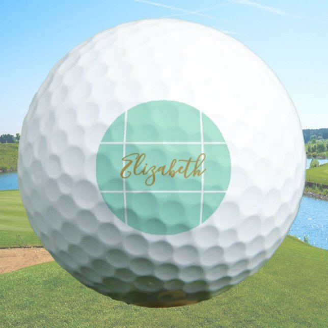 Balles De Golf Simple mint green minimalist custom name ladies  (Créateur téléchargé)