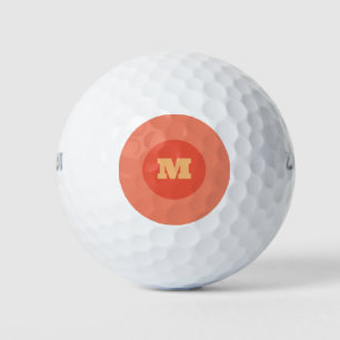 Balles De Golf Simple Orange Monogramme Moderne Style Bold