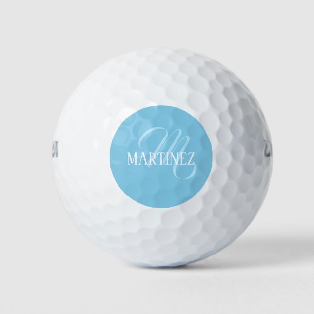 Balles De Golf Sky Blue Elegant Nom personnalisé Club (Devant)
