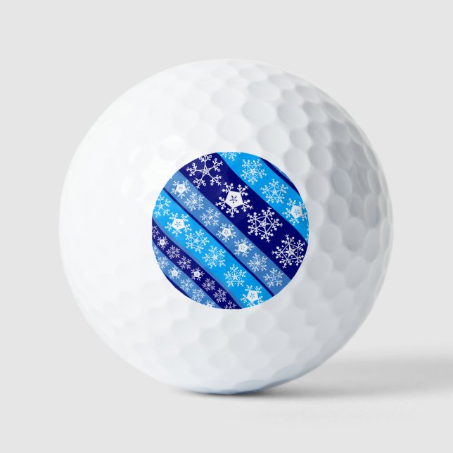 Balles De Golf Snowflake Stripes Bleu (Recto)