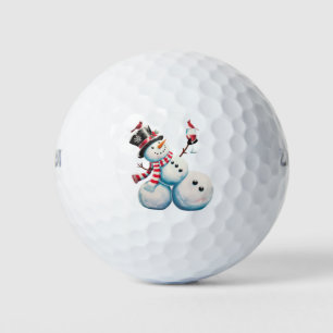 Balles De Golf Snowman Avec Vin Noël Drôle Noël Cadeau de Noël