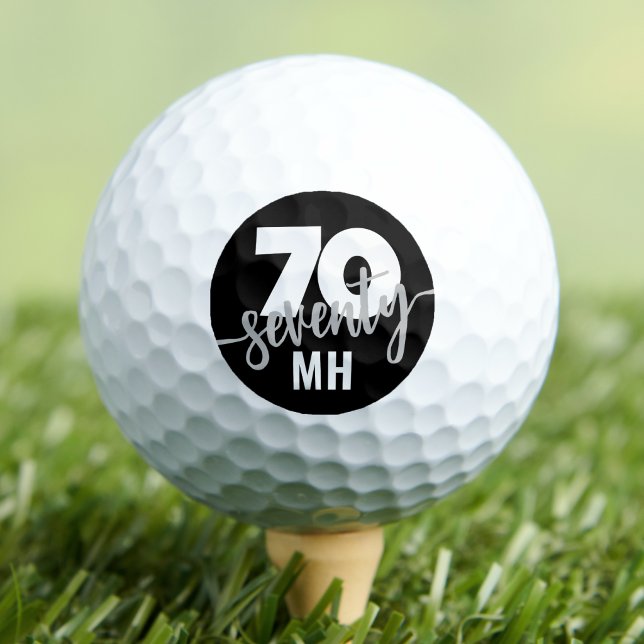 Balles De Golf Soixante-dix 70e Anniversaire (Seventy Black 70th Birthday Golf Balls)