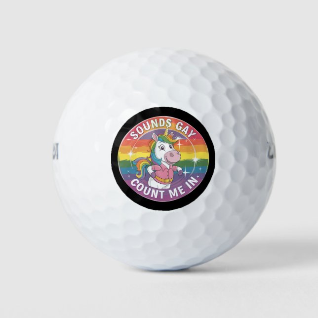 Balles De Golf Sounds Gay Count Me In Unicorn Rainbow LGBTQ (Devant)