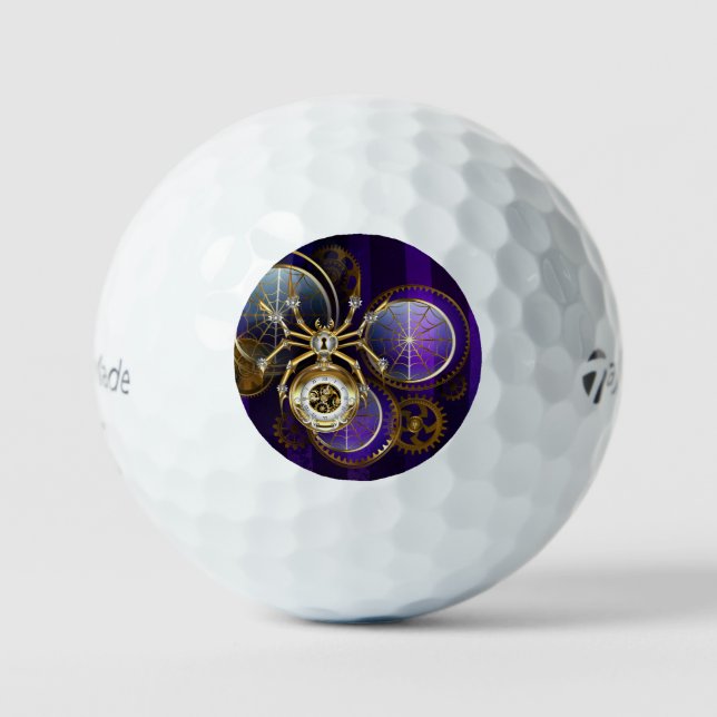 Balles De Golf Spider Steampunk sur Arrière - plan pourpre (Recto)