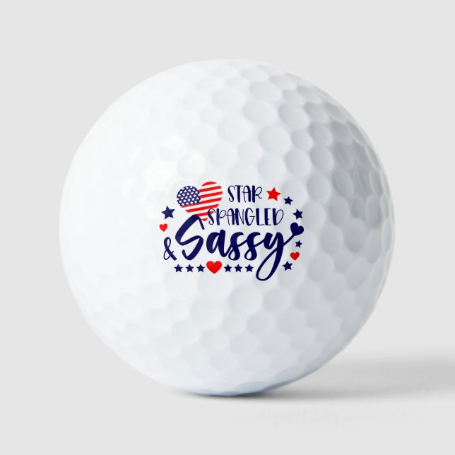 Balles De Golf Star Spanked et Sassy American Flag Heart (Recto)