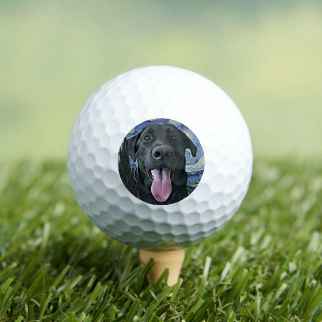 Balles De Golf Starry Night Van Gogh Inspiré Funny Black Lab (T-shirt Insitu)
