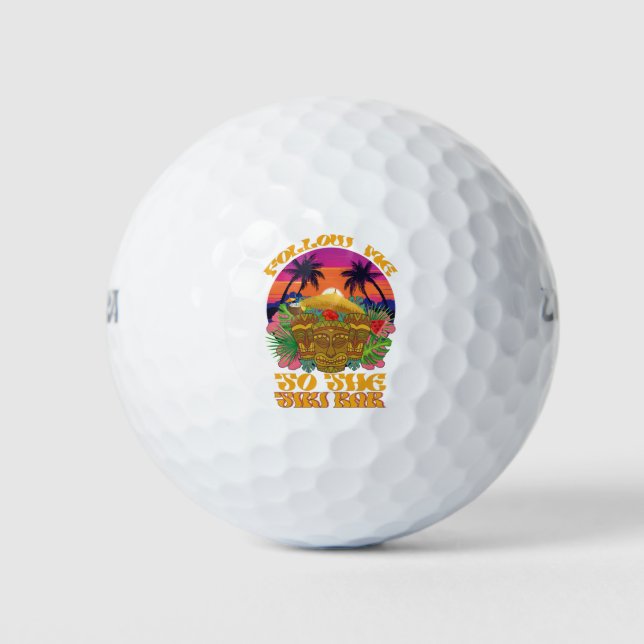 Balles De Golf Suivez-Moi Au Tiki Bar Hawaiian Luau Party (Devant)