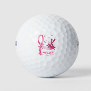 Balles De Golf Survivant Dragonfly Pink Ribbon Cancer du sein
