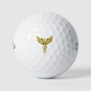 Balles De Golf Symbole caducée polygonal or