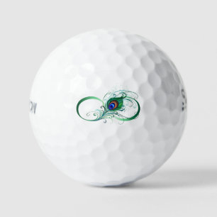 Balles De Golf Symbole d'infini avec plume de paon