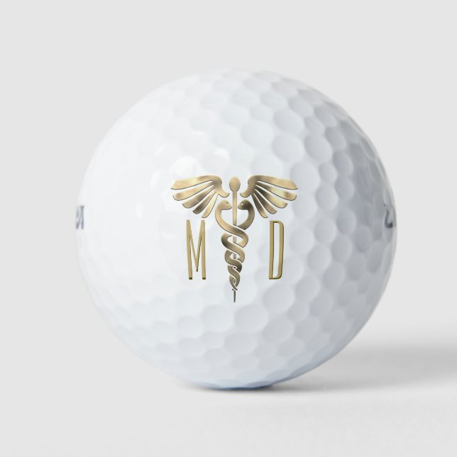 Balles De Golf Symbole Médicale d'or Monogramme personnalisé (Devant)