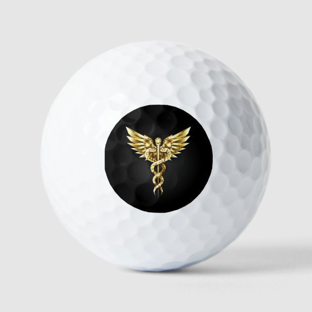 Balles De Golf Symbole Polygonal Or Caduceus (Recto)