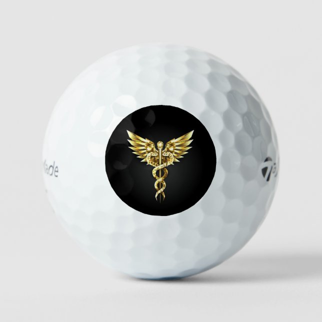 Balles De Golf Symbole Polygonal Or Caduceus (Recto)