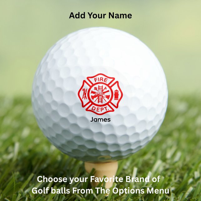 Balles De Golf Symbole pompier Logo pompier Nom personnalisé (Firefighter Symbol Fireman Logo Custom Name Golf Balls)