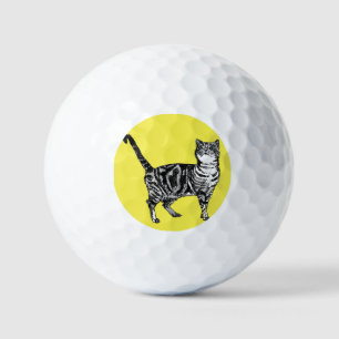 Balles De Golf Tabby cat Chats Noir Blanc Aquarelle Papa père