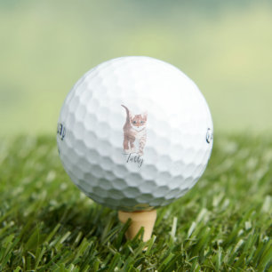Balles De Golf Tabby Kitten Avec Ballons De Golf Texte