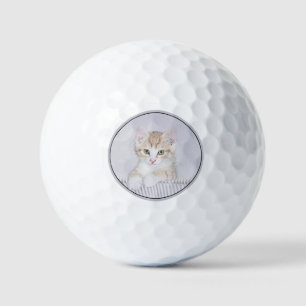 Balles De Golf Tabby Orange Kitten Peinture - Art Chat original