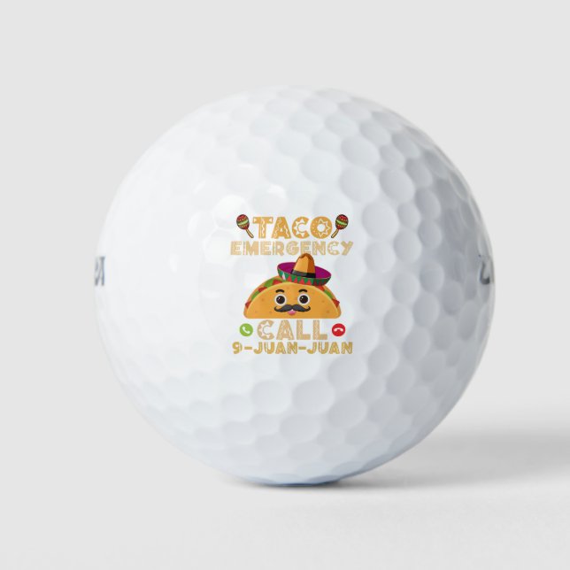 Balles De Golf Taco Appel d'urgence Funny Cinco de Mayo Mexicain (Devant)