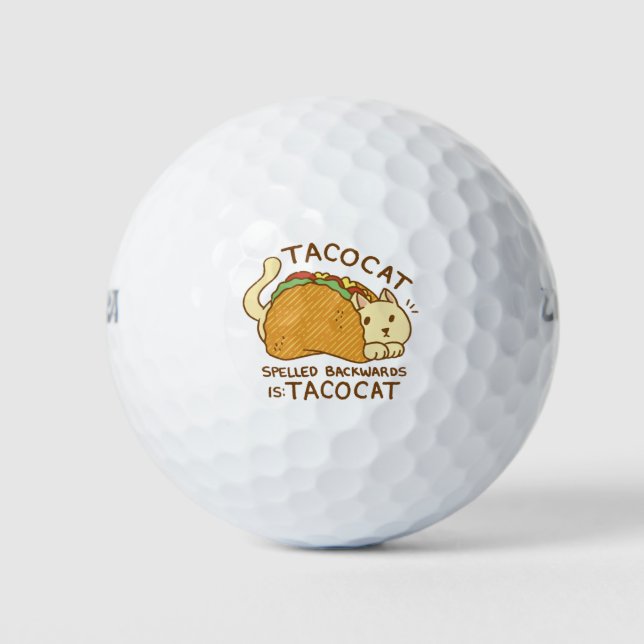 BALLES DE GOLF TACOCAT ANIMAL EN TACO CARTOON (Devant)